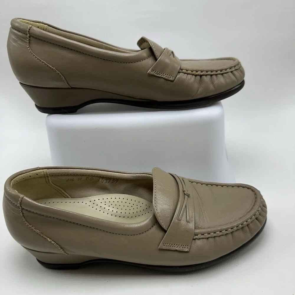 SAS Women's Easier Bone Leather Slip On Loafers Comfort Shoes USA Size‎ 6.5 M